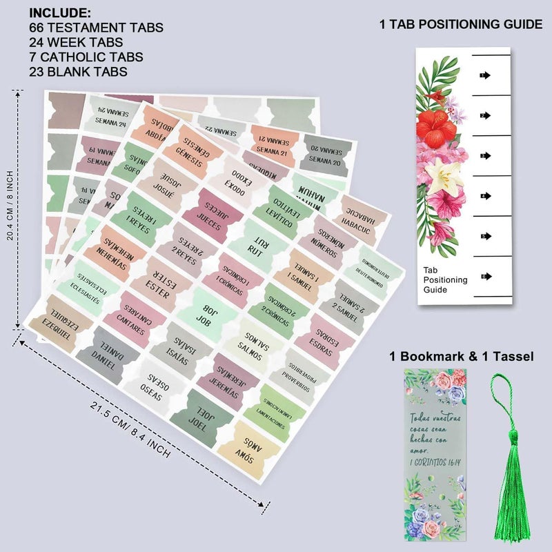 Cualfec Spanish Bible Index Tabs New & Old Testament Tabs Matte Laminated Floral Design, Bible Journaling Supplies -122Pcs (Boho) - Image 4